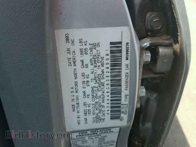 2003 MITSUBISHI GALANT - VIN: 4A3AA46G63E205601 - Фото 10