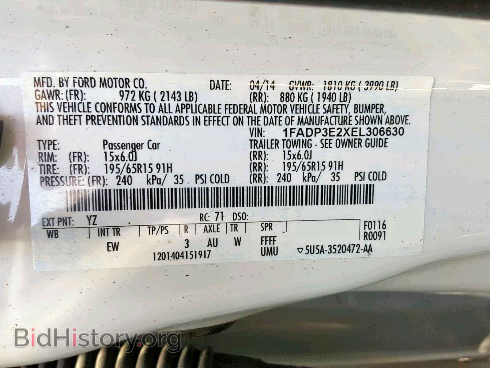 2014 FORD FOCUS - VIN: 1FADP3E2XEL306630 - Фото 10