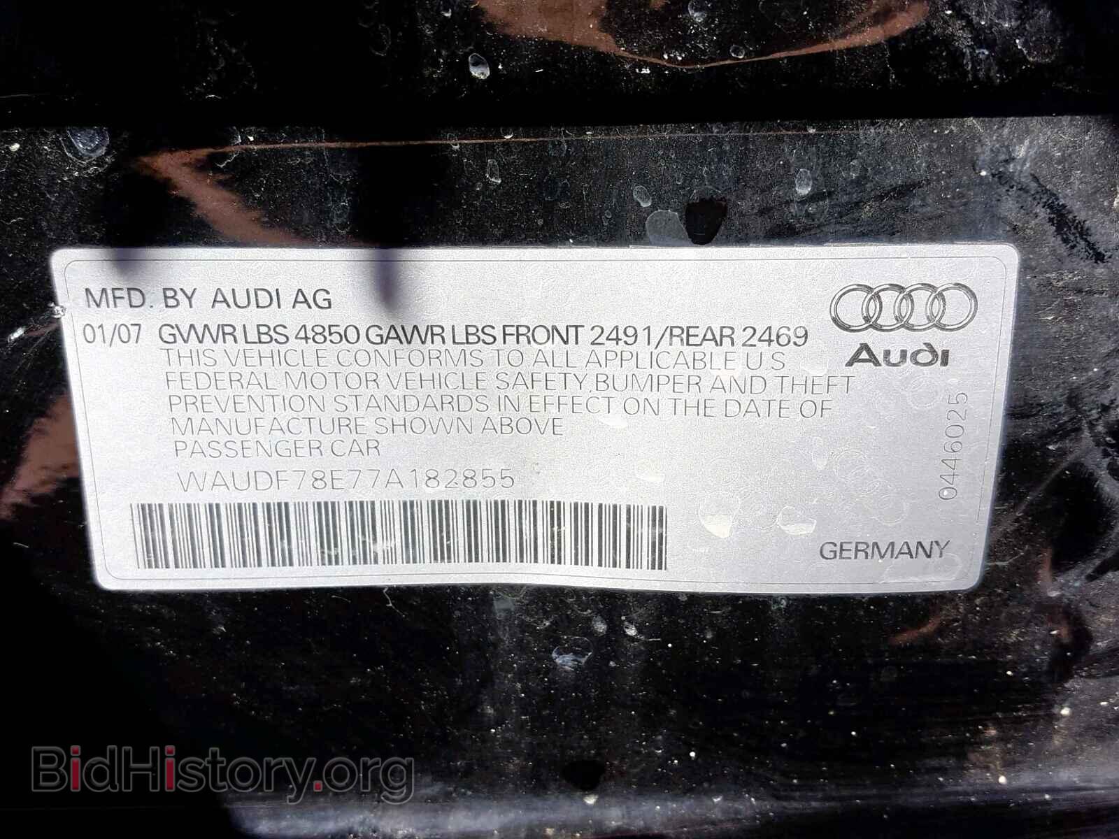 2007 AUDI A4 - VIN: WAUDF78E77A182855 - Фото 10