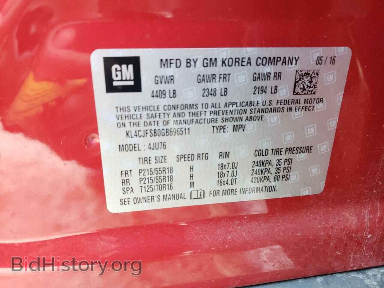 2016 BUICK ENCORE - VIN: KL4CJFSB0GB696511 - Фото 10