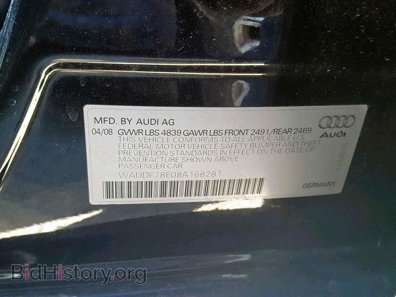 2008 AUDI A4 - VIN: WAUDF78E08A168281 - Фото 10