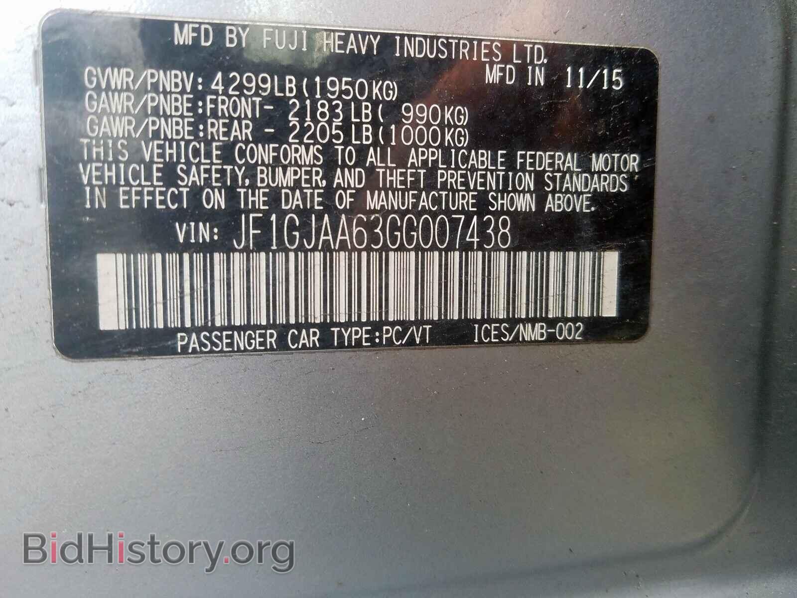 2016 SUBARU IMPREZA - VIN: JF1GJAA63GG007438 - Фото 10