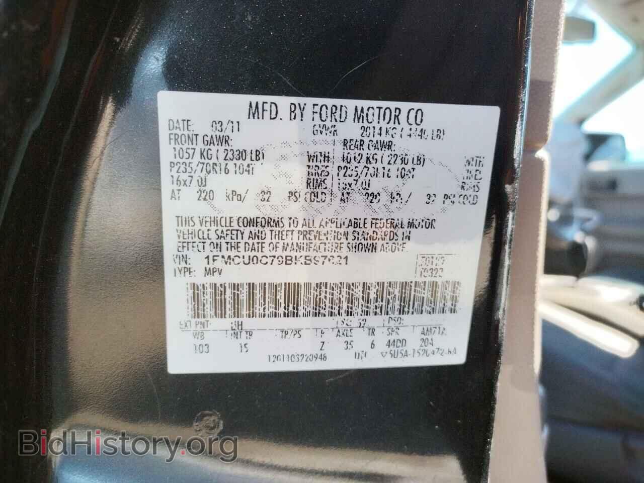 2011 FORD ESCAPE - VIN: 1FMCU0C79BKB97621 - Фото 10