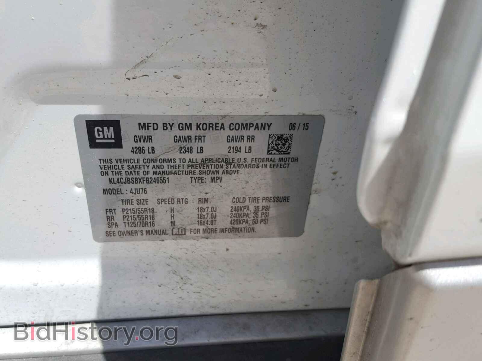 2015 BUICK ENCORE CON - VIN: KL4CJBSBXFB246551 - Фото 10