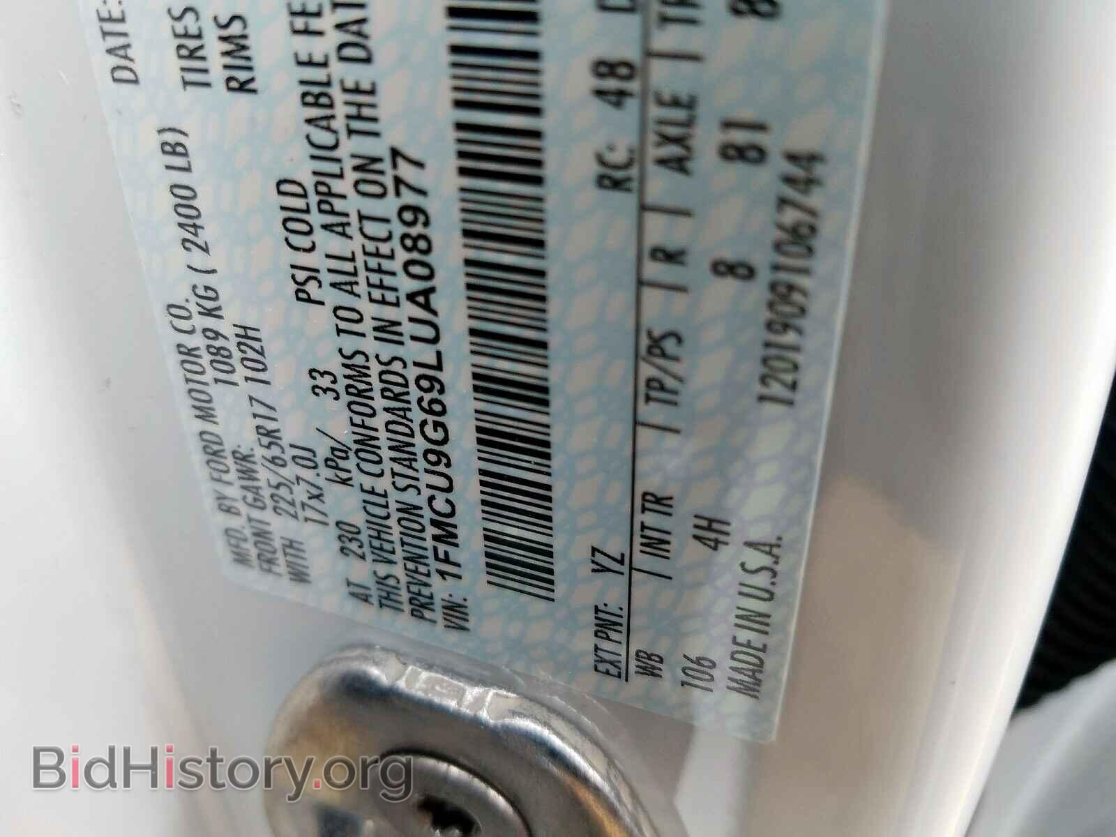2020 FORD ESCAPE - VIN: 1FMCU9G69LUA08977 - Photo 10