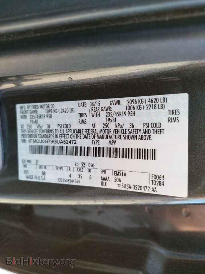 2016 FORD ESCAPE - VIN: 1FMCU0G79GUA52472 - Фото 10