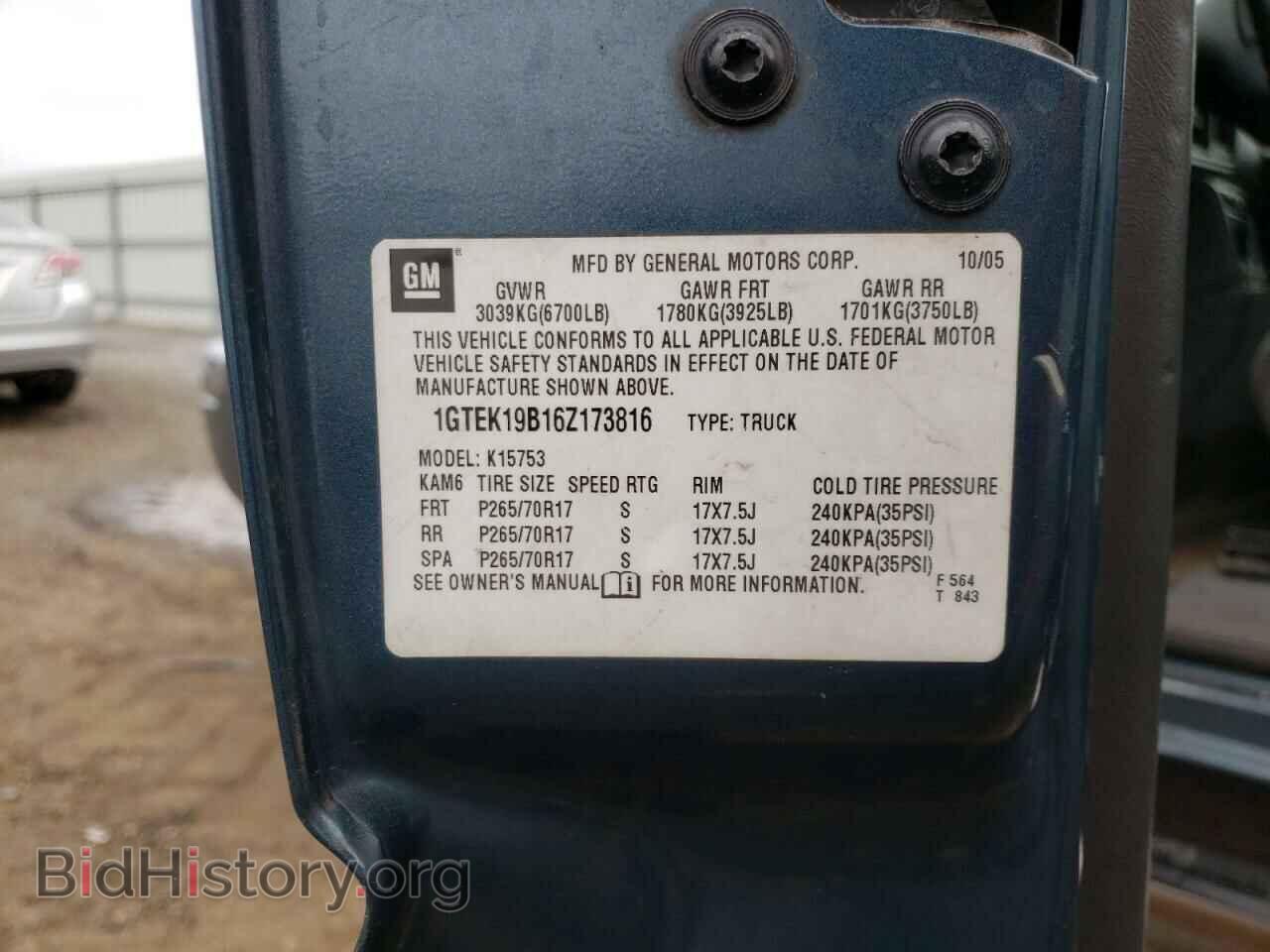 2006 GMC SIERRA - VIN: 1GTEK19B16Z173816 - Фото 10