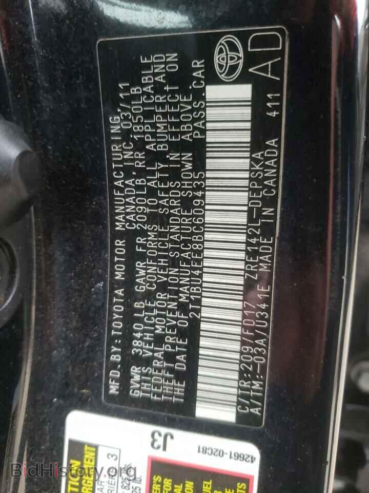 2011 TOYOTA COROLLA - VIN: 2T1BU4EE8BC609435 - Фото 10