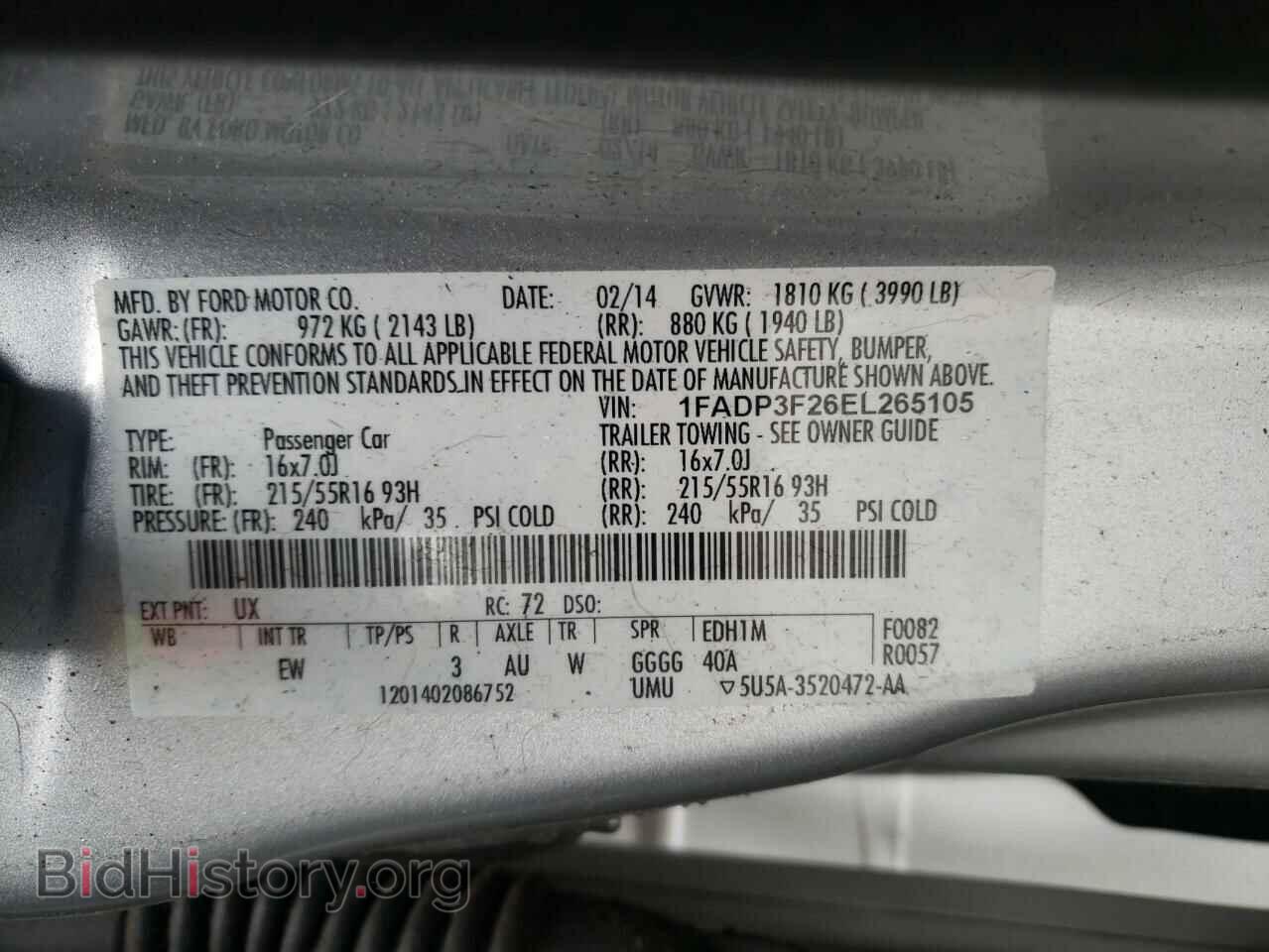 2014 FORD FOCUS - VIN: 1FADP3F26EL265105 - Фото 10