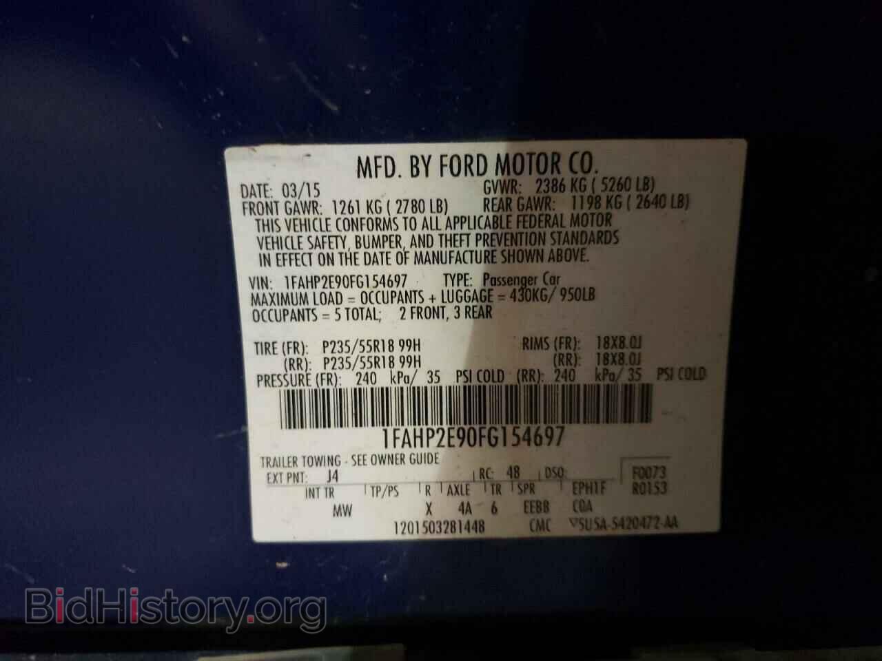 2015 FORD TAURUS - VIN: 1FAHP2E90FG154697 - Photo 10