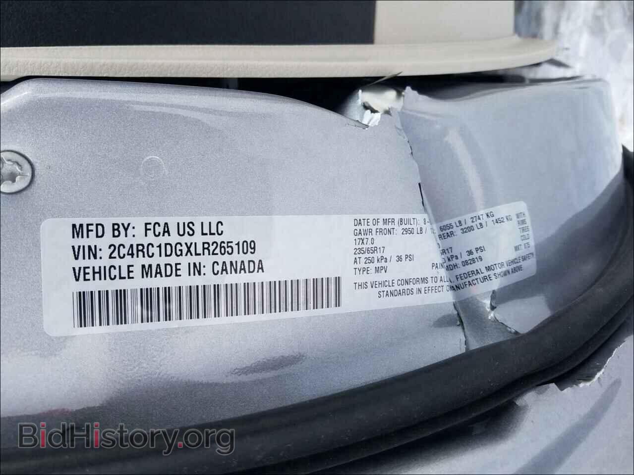 2020 CHRYSLER MINIVAN - VIN: 2C4RC1DGXLR265109 - Фото 10