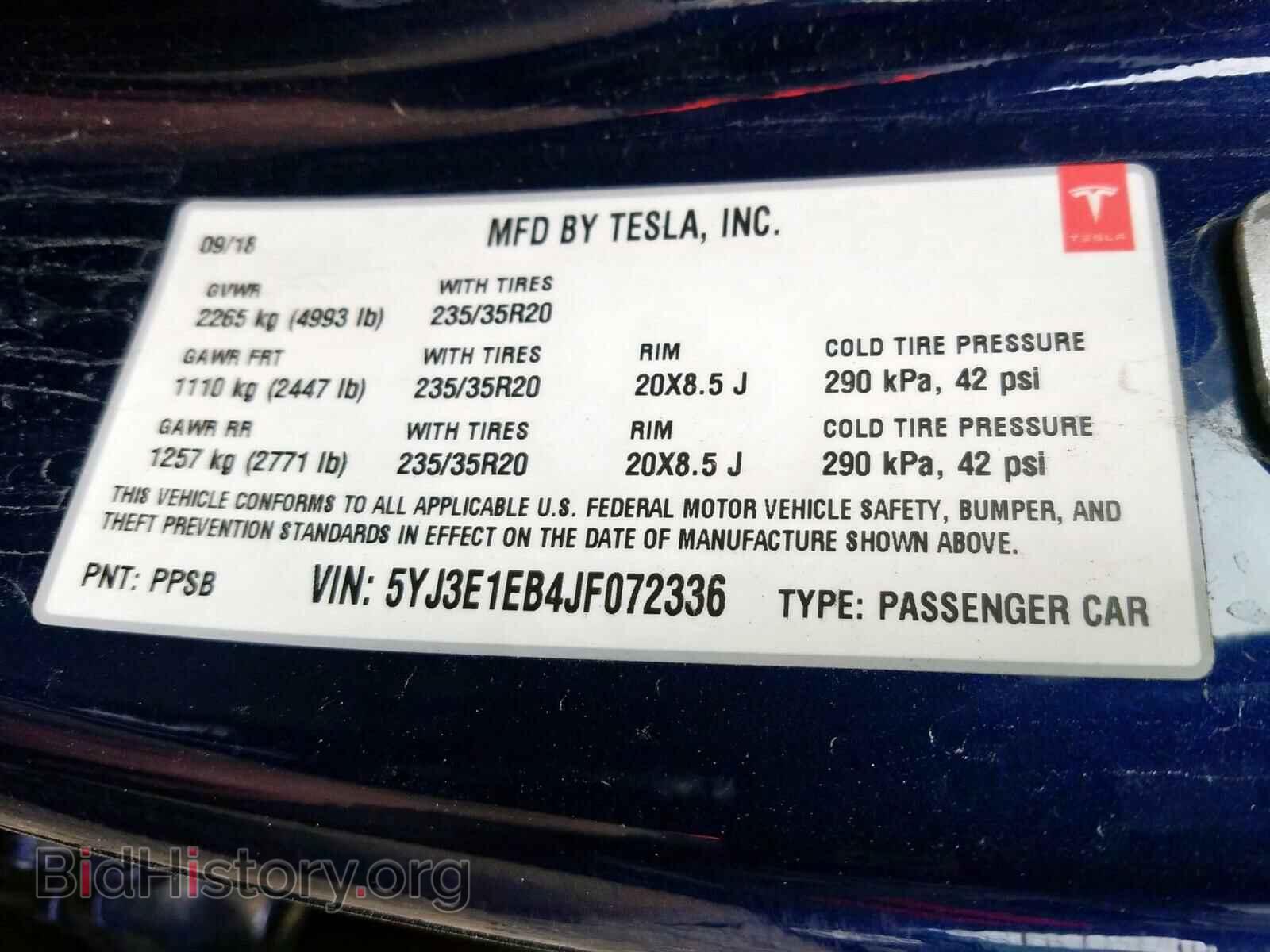 2018 TESLA MODEL 3 - VIN: 5YJ3E1EB4JF027336 - Фото 10