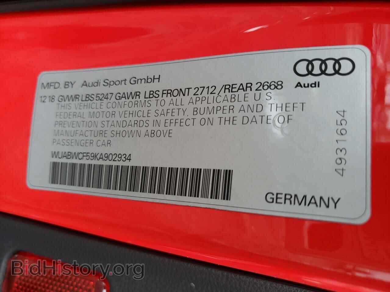 2019 AUDI S5/RS5 - VIN: WUABWCF59KA902934 - Фото 10