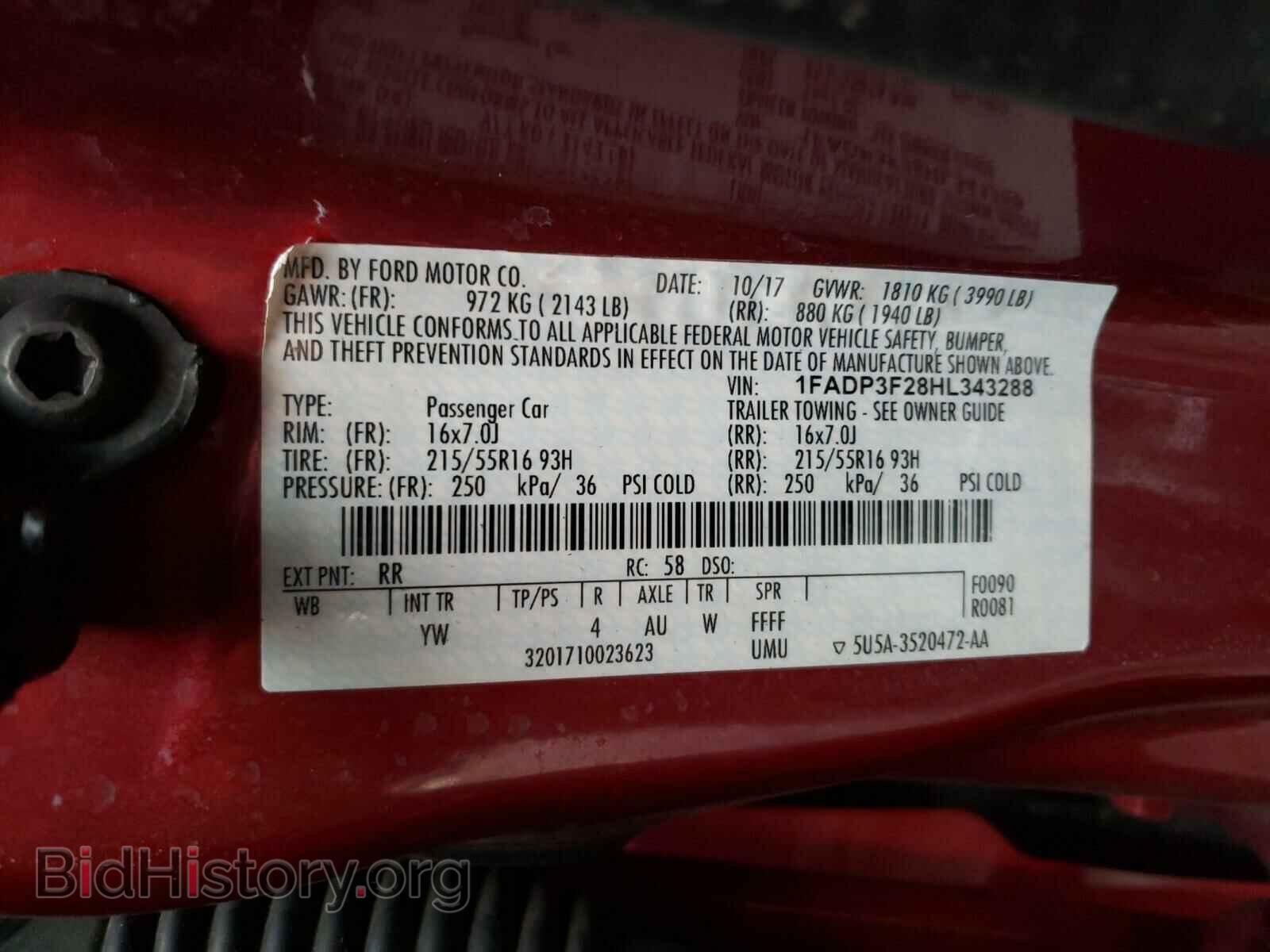 2017 FORD FOCUS - VIN: 1FADP3F28HL343288 - Фото 10