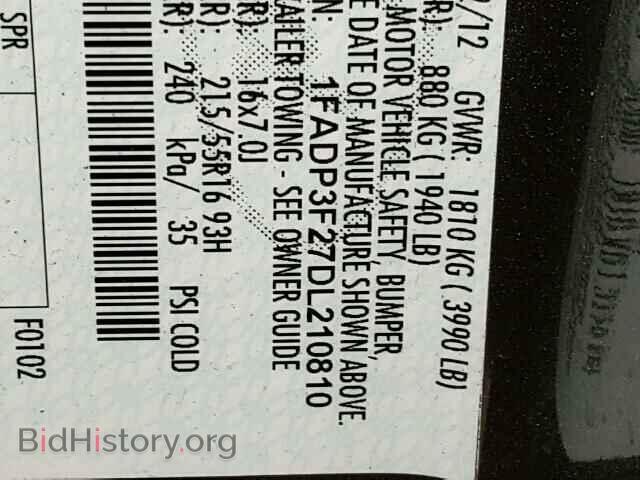 2013 FORD FOCUS - VIN: 1FADP3F27DL210810 - Фото 10