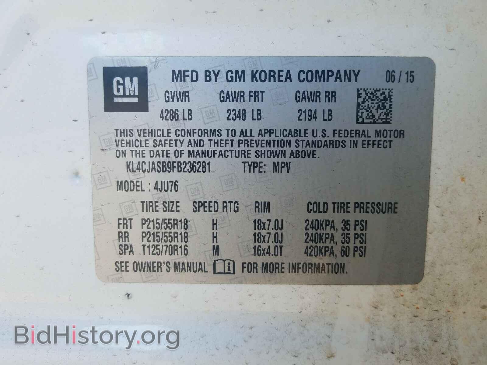 2015 BUICK ENCORE - VIN: KL4CJASB9FB236281 - Photo 10