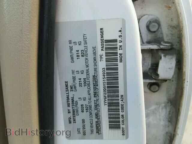 2000 MAZDA 626 - VIN: 1YVGF22D5Y5154933 - Photo 10