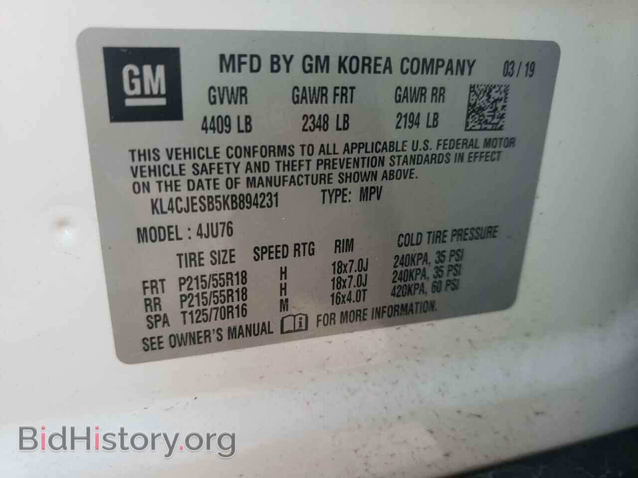 2019 BUICK ENCORE - VIN: KL4CJESB5KB894231 - Photo 10