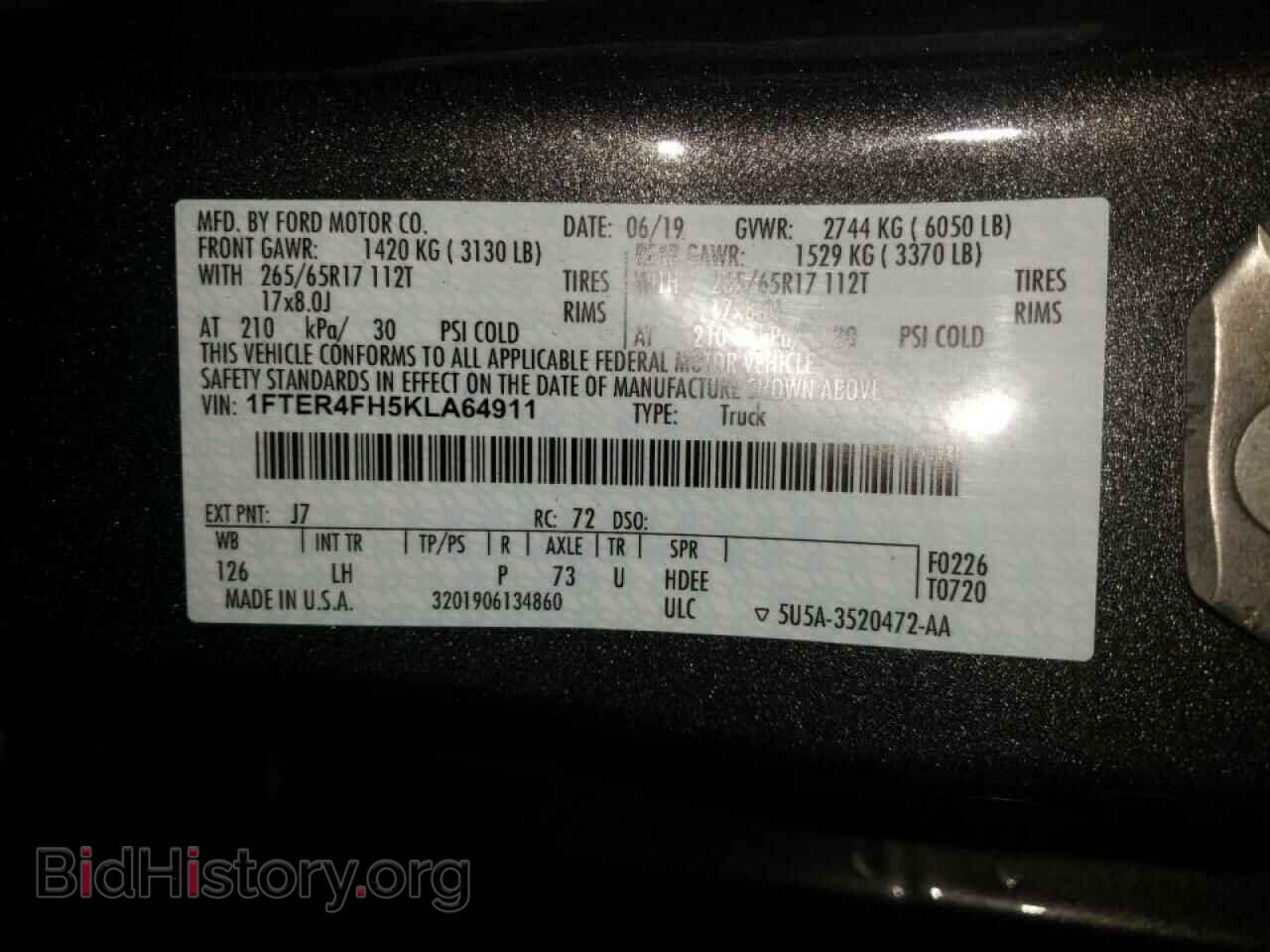 2019 FORD RANGER - VIN: 1FTER4FH5KLA64911 - Фото 10