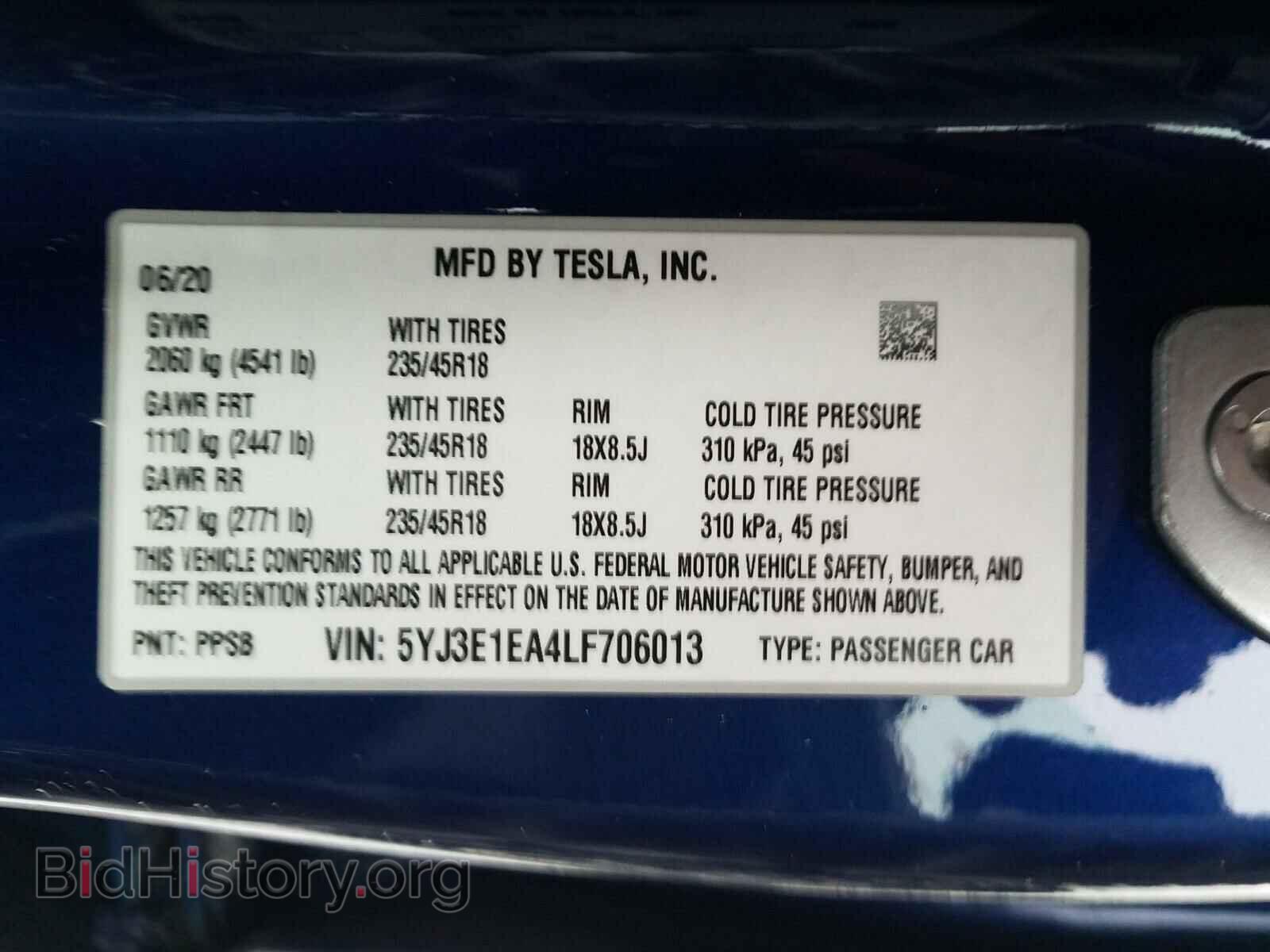 2020 TESLA MODEL 3 - VIN: 5YJ3E1EA4LF706013 - Фото 10
