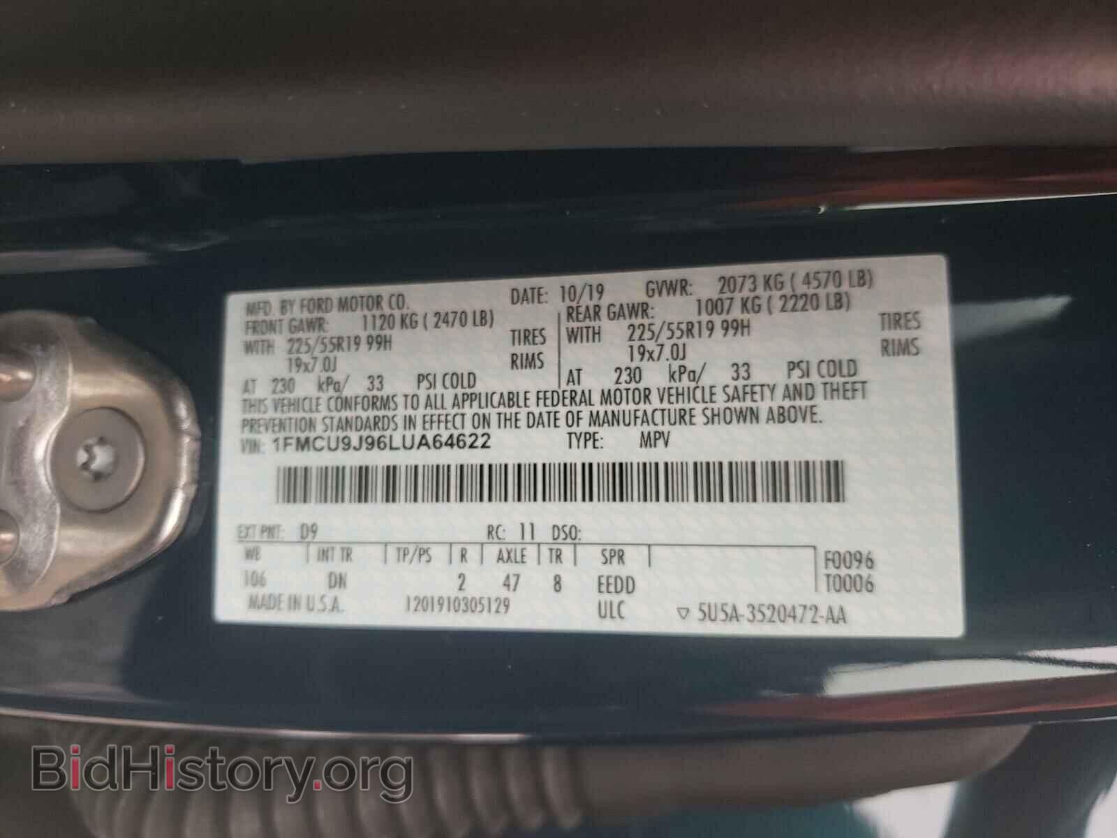 2020 FORD ESCAPE - VIN: 1FMCU9J96LUA64622 - Photo 10