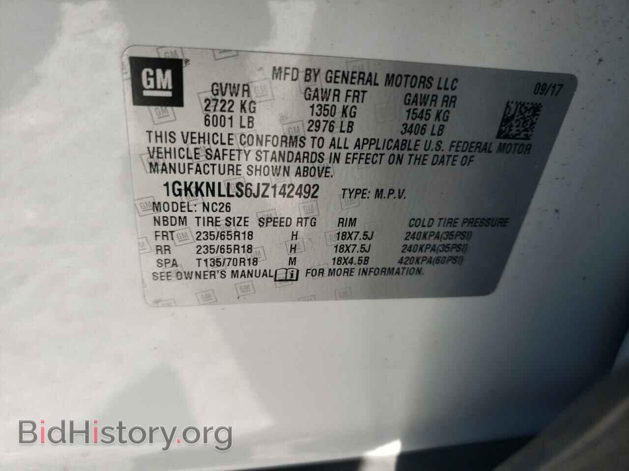2018 GMC ACADIA - VIN: 1GKKNLLS6JZ142492 - Фото 10
