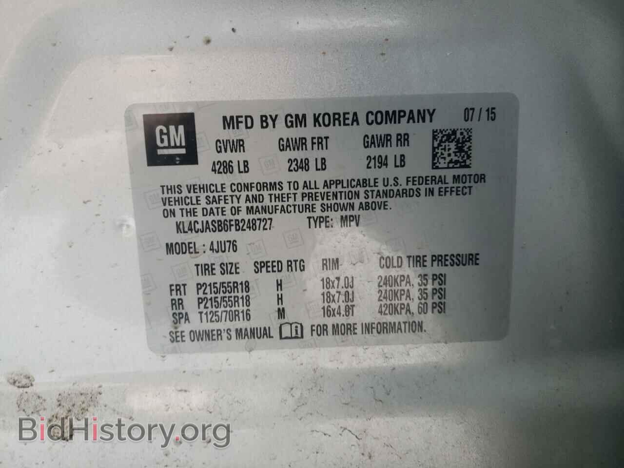 2015 BUICK ENCORE - VIN: KL4CJASB6FB248727 - Фото 10