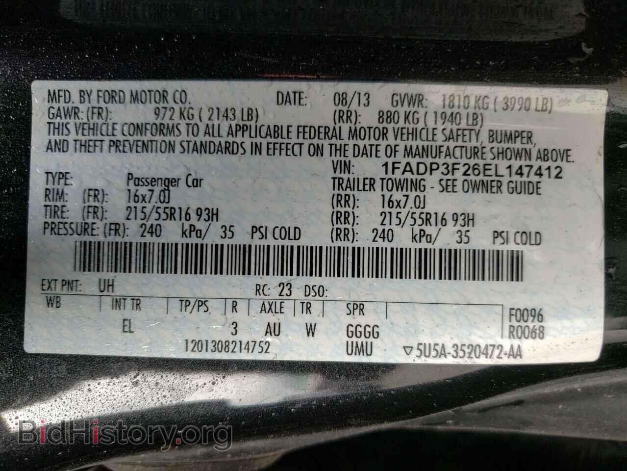 2014 FORD FOCUS - VIN: 1FADP3F26EL147412 - Фото 10