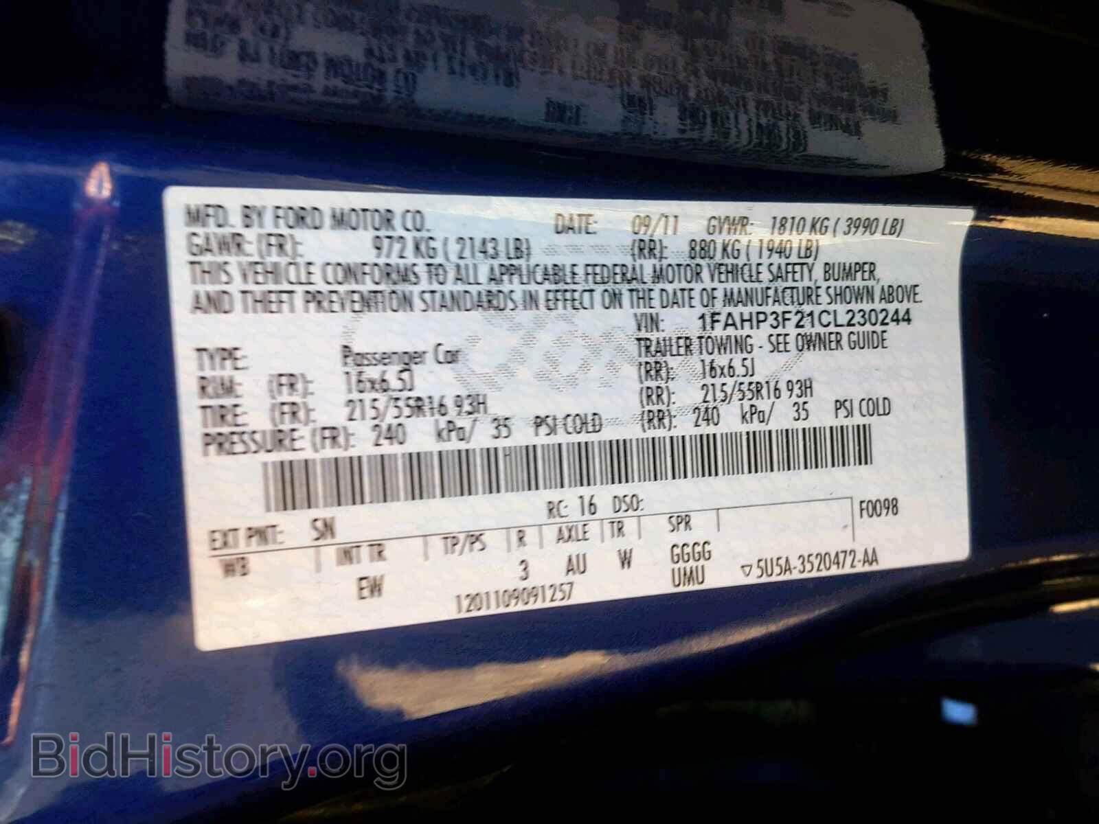 2012 FORD FOCUS SE - VIN: 1FAHP3F21CL230244 - Фото 10