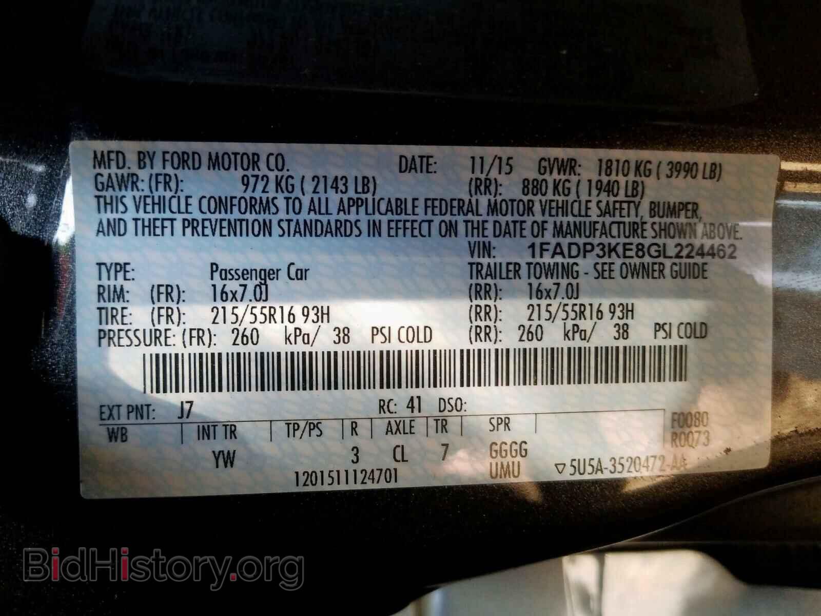 2016 FORD FOCUS - VIN: 1FADP3KE8GL224462 - Фото 10