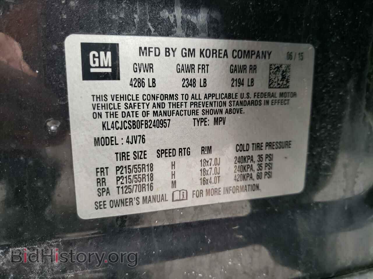 2015 BUICK ENCORE - VIN: KL4CJCSB0FB240957 - Photo 10