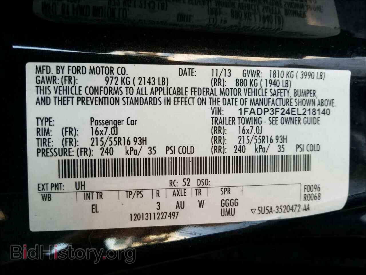 2014 FORD FOCUS - VIN: 1FADP3F24EL218140 - Фото 10
