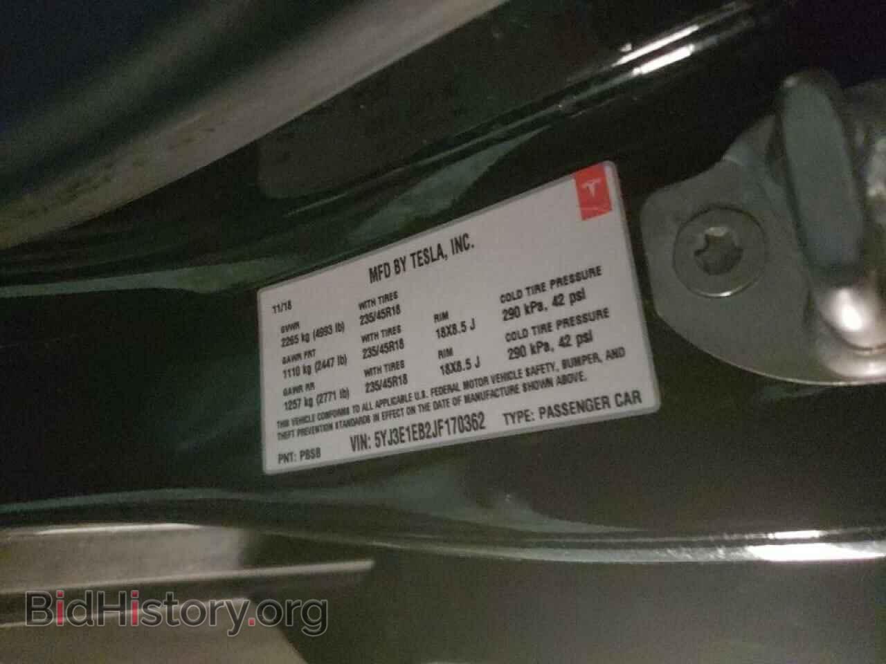 2018 TESLA MODEL 3 - VIN: 5YJ3E1EB2JF170362 - Фото 10