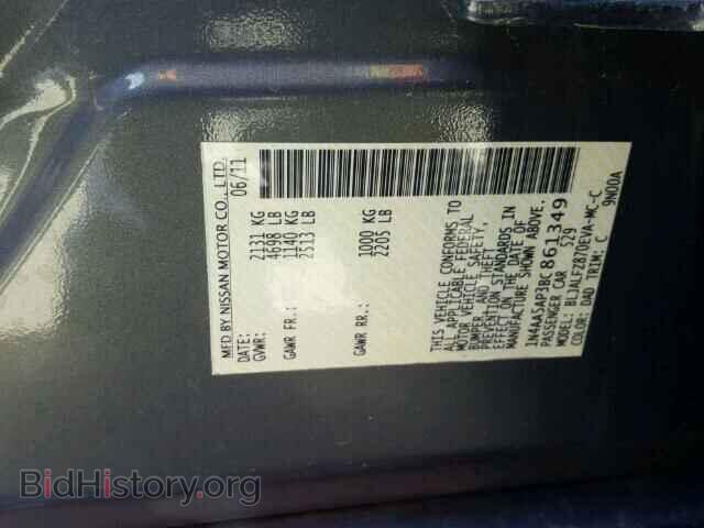 2011 NISSAN MAXIMA S - VIN: 1N4AA5AP3BC861349 - Фото 10