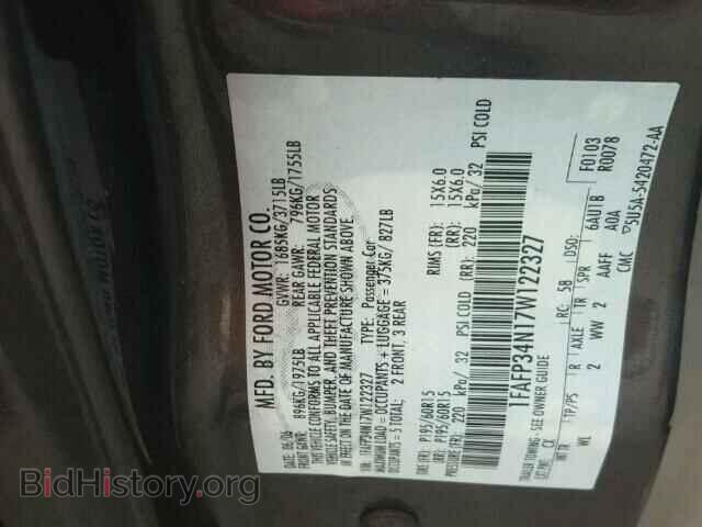 2007 FORD FOCUS - VIN: 1FAFP34N17W122327 - Фото 10