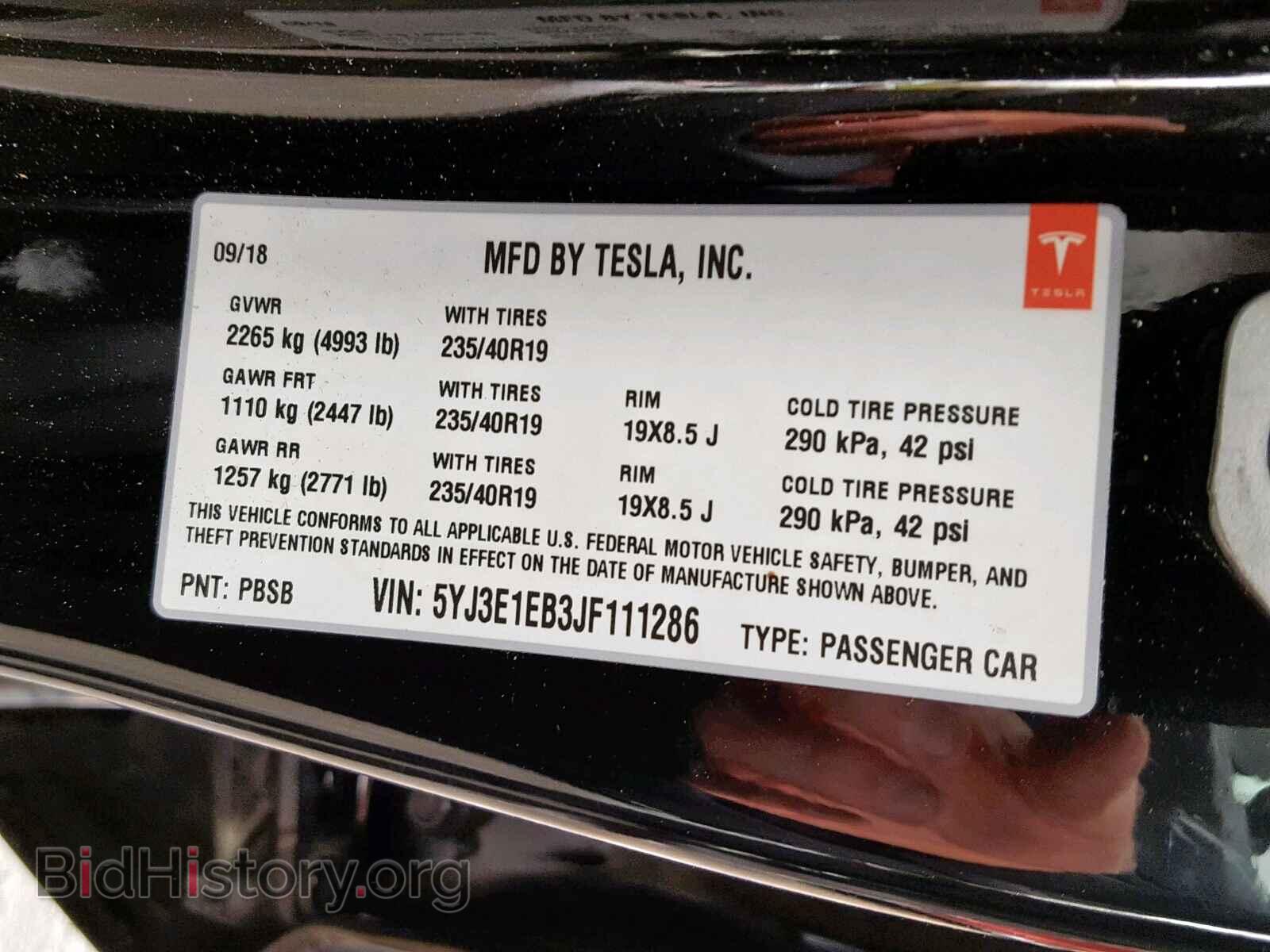 2018 TESLA MODEL 3 - VIN: 5YJ3E1EB3JF111286 - Photo 10