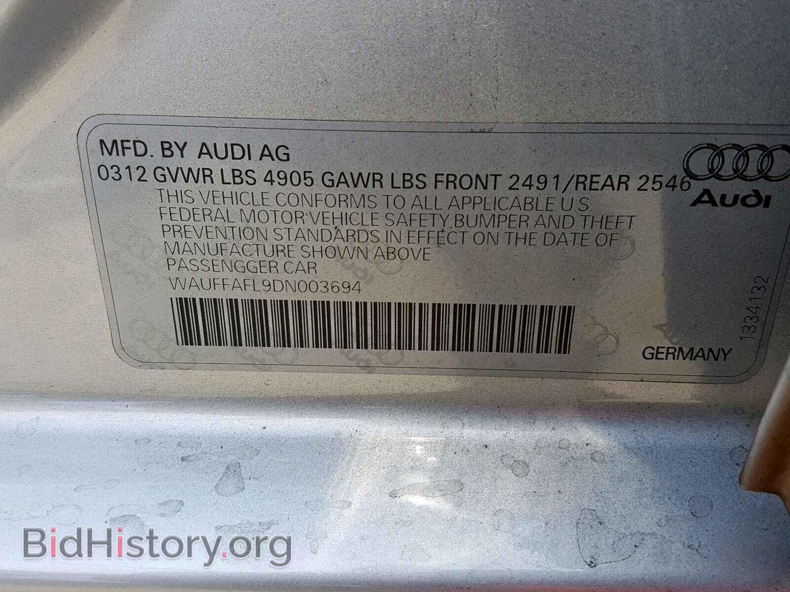 2013 AUDI A4 - VIN: WAUFFAFL9DN003694 - Фото 10