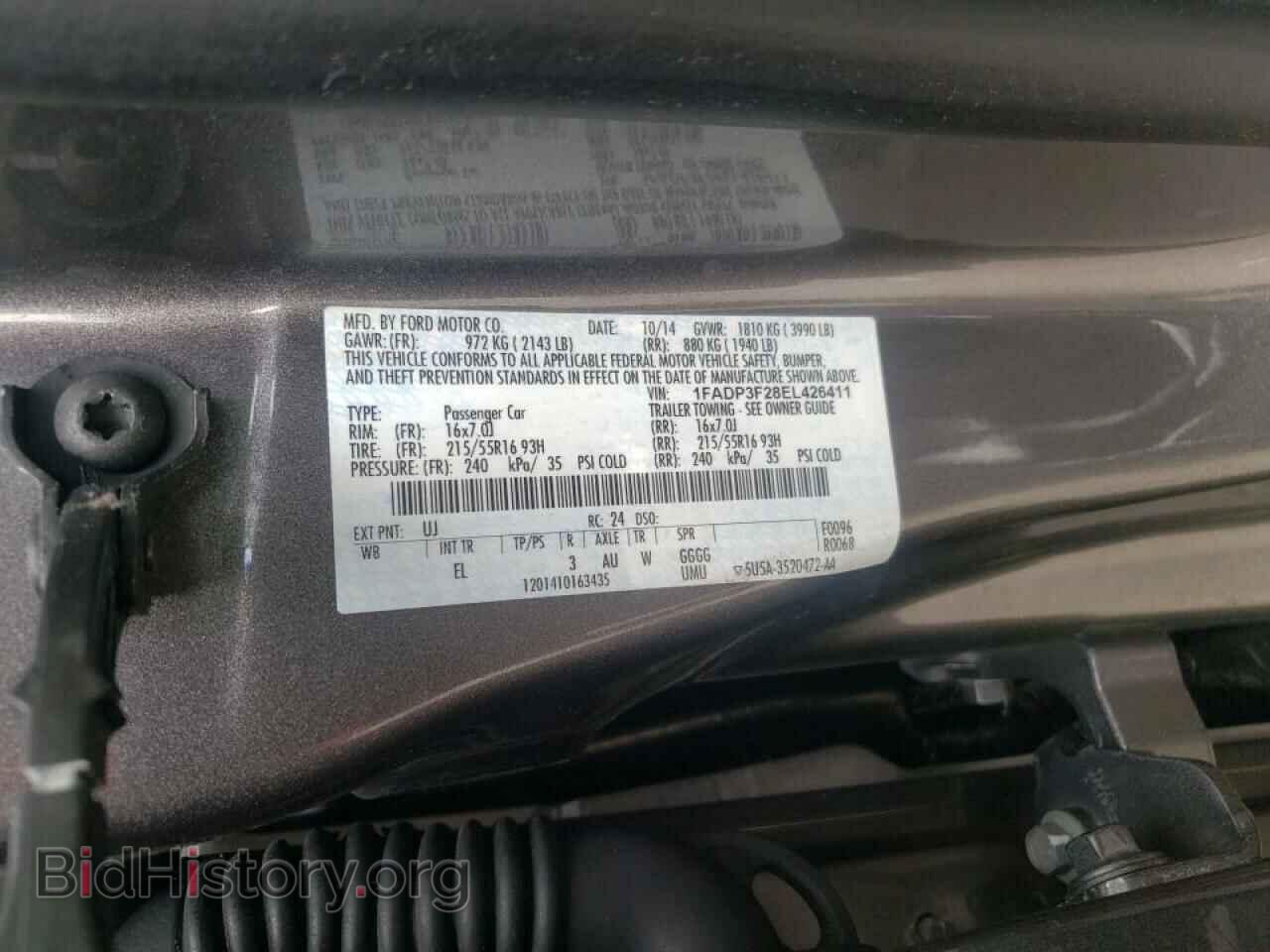 2014 FORD FOCUS - VIN: 1FADP3F28EL426411 - Фото 10