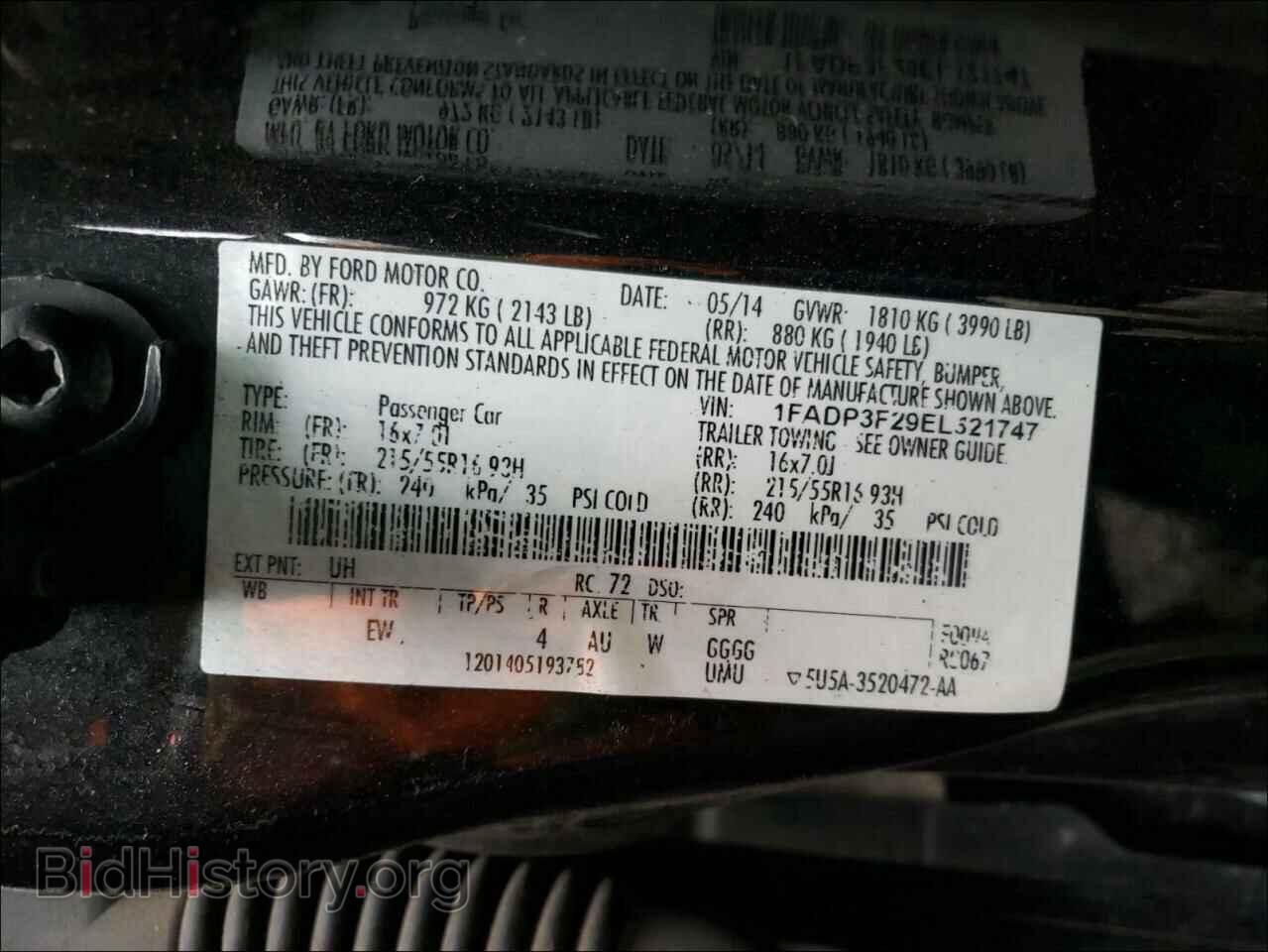 2014 FORD FOCUS - VIN: 1FADP3F29EL321747 - Фото 10