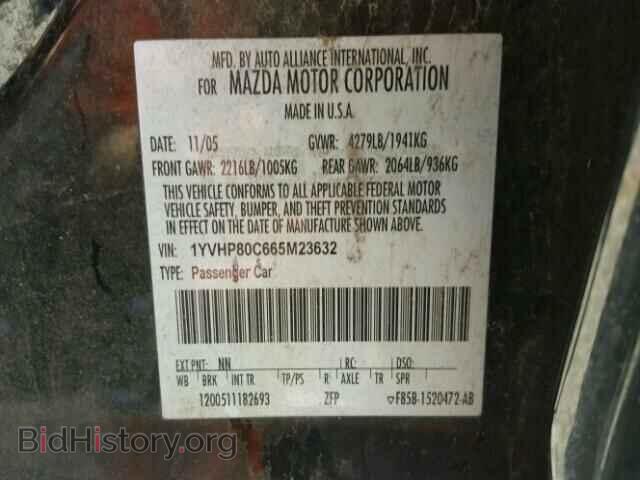 2006 MAZDA 6 - VIN: 1YVHP80C665M23632 - Фото 10
