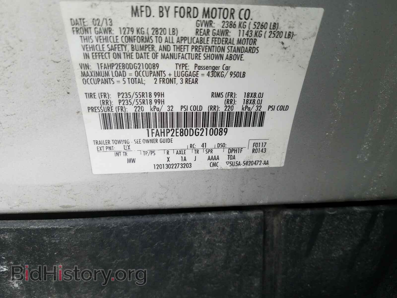 2013 FORD TAURUS - VIN: 1FAHP2E80DG210089 - Фото 10