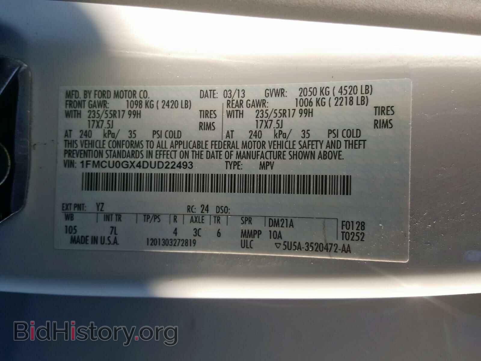 2013 FORD ESCAPE - VIN: 1FMCU0GX4DUD22493 - Фото 10