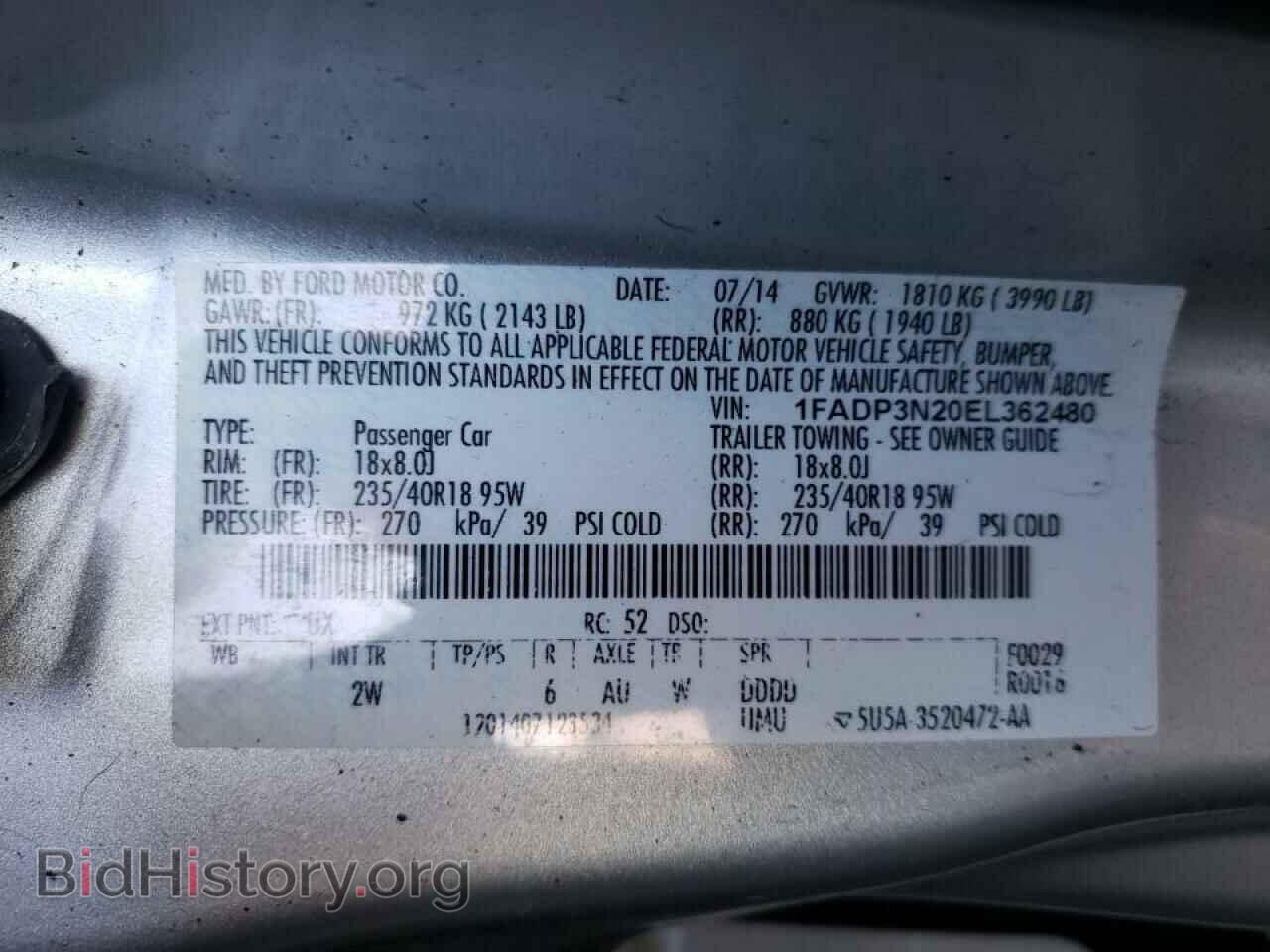2014 FORD FOCUS - VIN: 1FADP3N20EL362480 - Фото 10