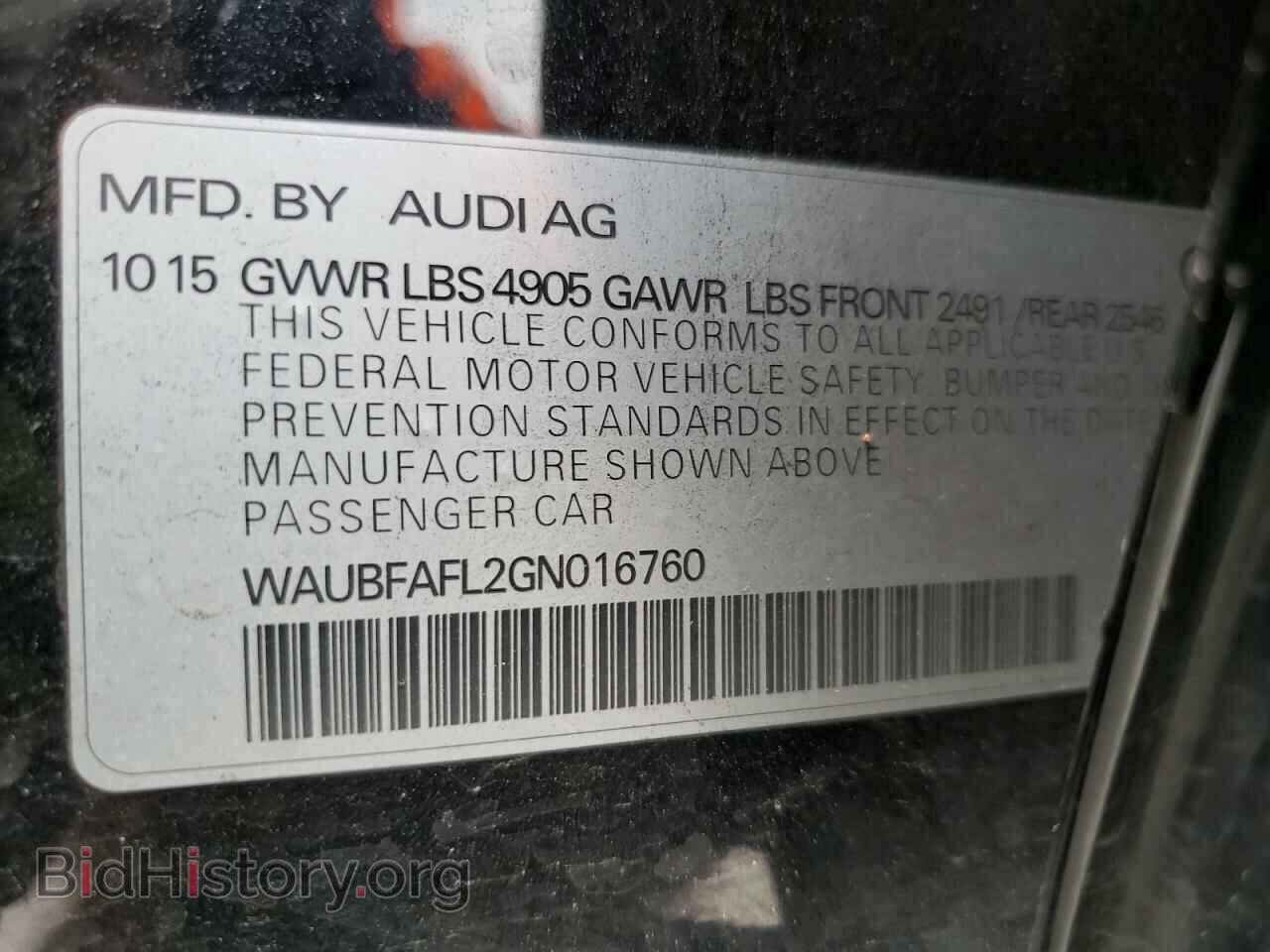 2016 AUDI A4 - VIN: WAUBFAFL2GN016760 - Фото 10