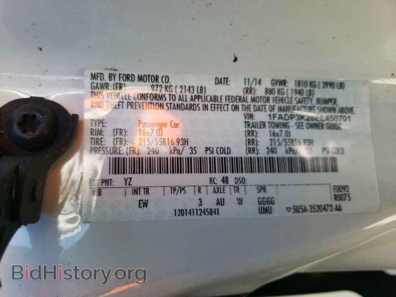 2014 FORD FOCUS - VIN: 1FADP3K28EL450701 - Фото 10