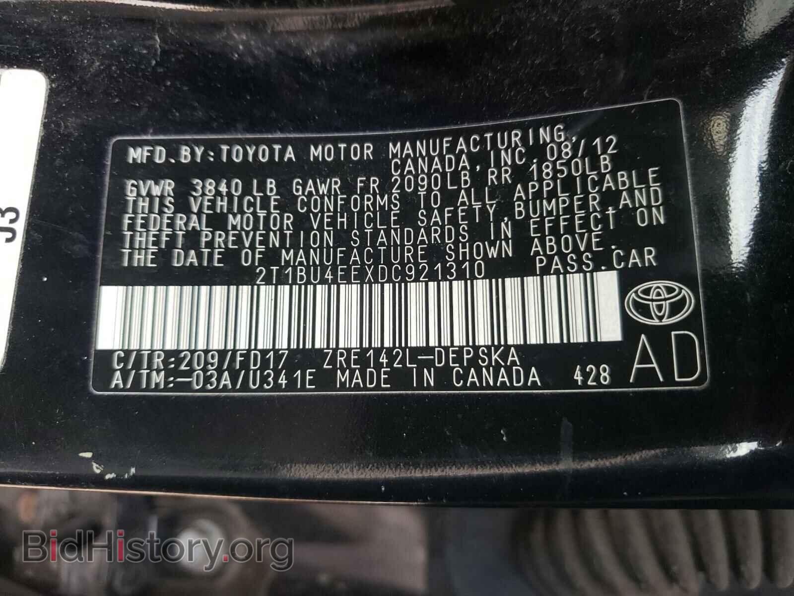 2013 TOYOTA COROLLA - VIN: 2T1BU4EEXDC921310 - Фото 10