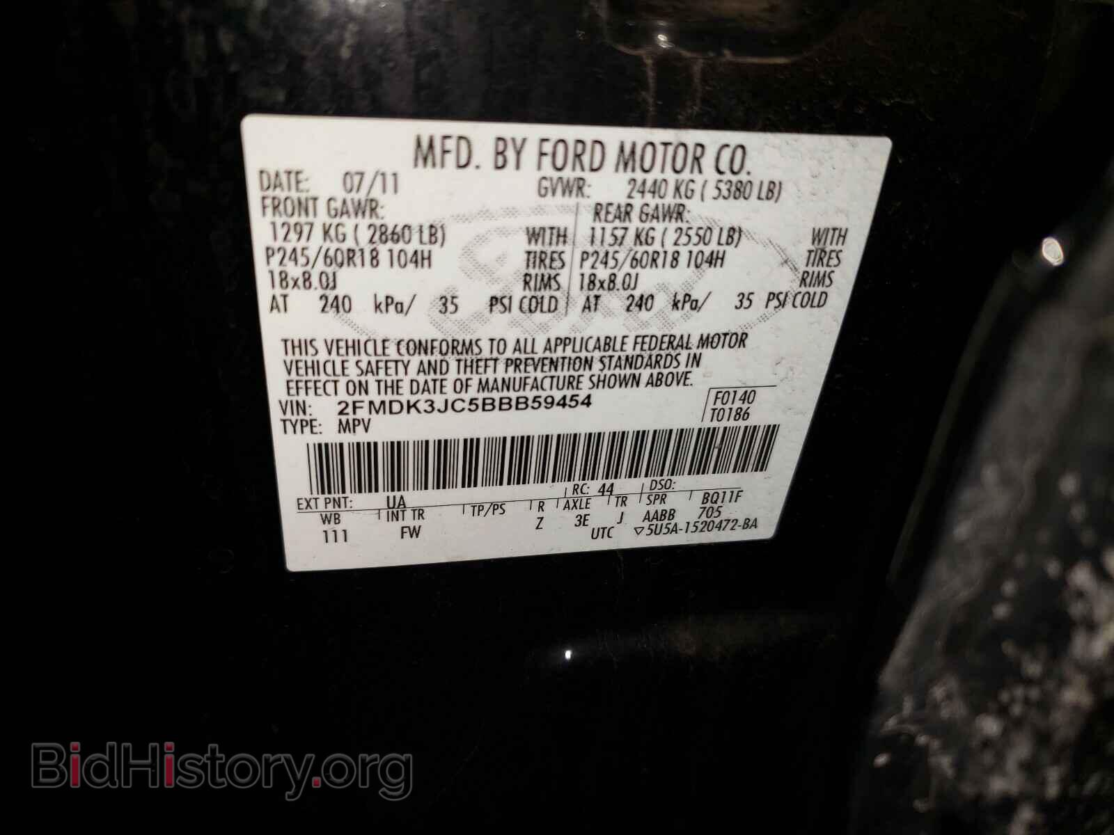 2011 FORD EDGE - VIN: 2FMDK3JC5BBB59454 - Photo 10