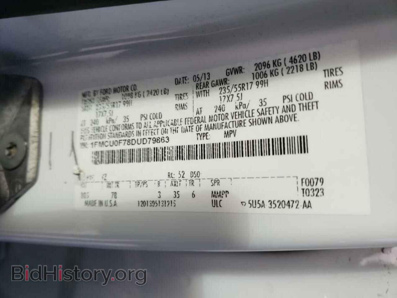 2013 FORD ESCAPE - VIN: 1FMCU0F78DUD79863 - Фото 10