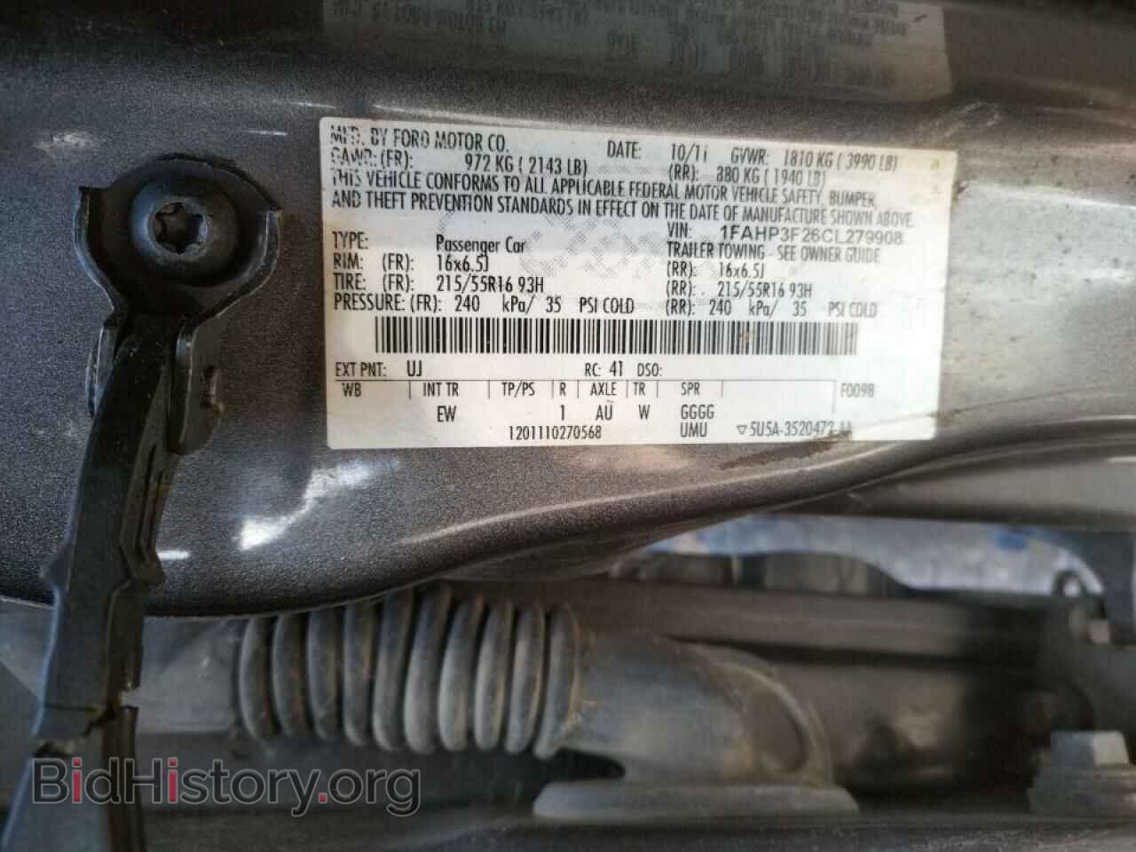 2012 FORD FOCUS - VIN: 1FAHP3F26CL279908 - Фото 10