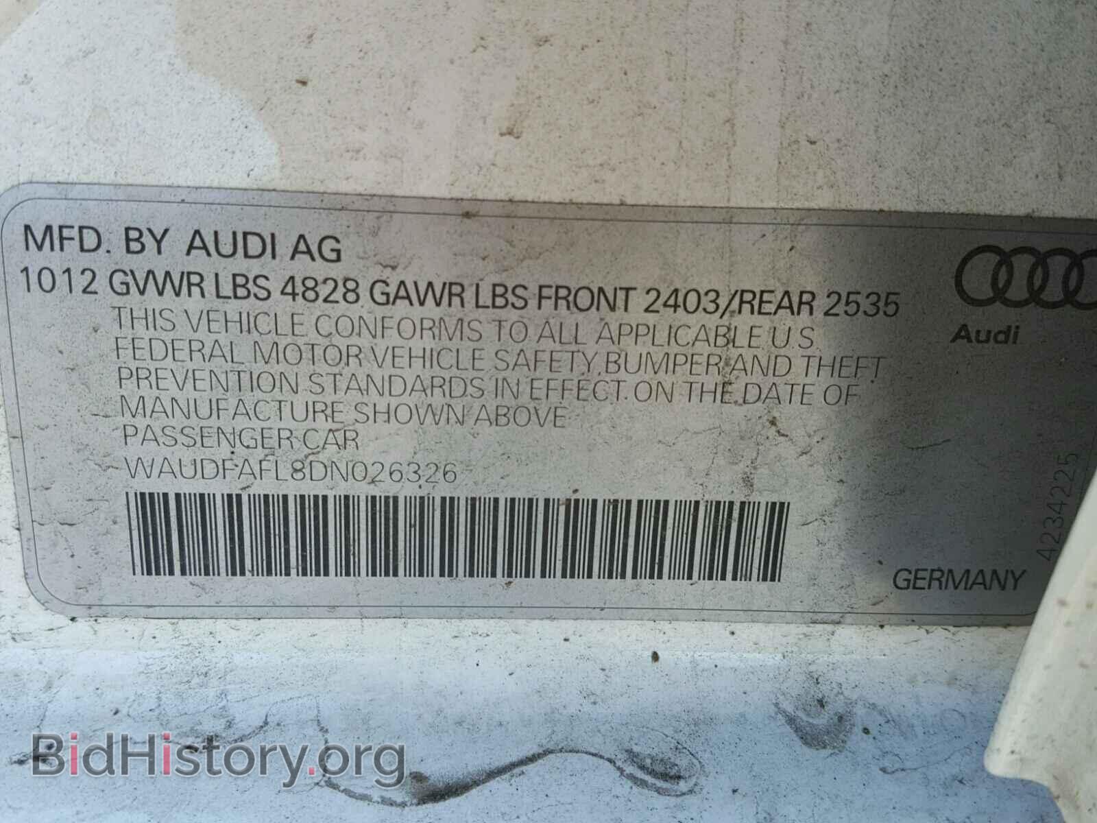 2013 AUDI A4 - VIN: WAUDFAFL8DN026326 - Фото 10